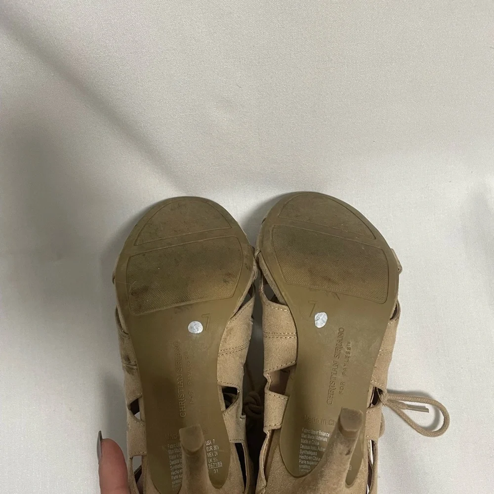 Tan Lace Up Heels - Picture 6 of 8